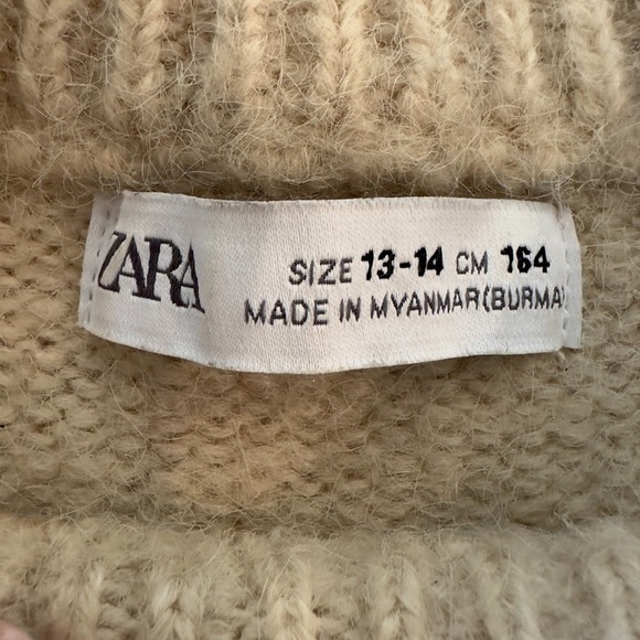 ZARA Kids/Teen Striped Acrylic Sweater-Beige Navy Stripe Pullover-Size Lge 13-14 - Picture 5 of 15